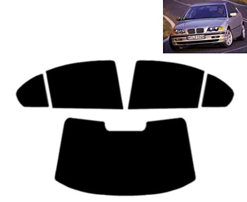 Passgenaue Tönungsfolie für 3er E46 4-Türen Limousine 1998-2005 Heck/Seitenscheiben (05% Tiefschwarz) von Tintcom.com