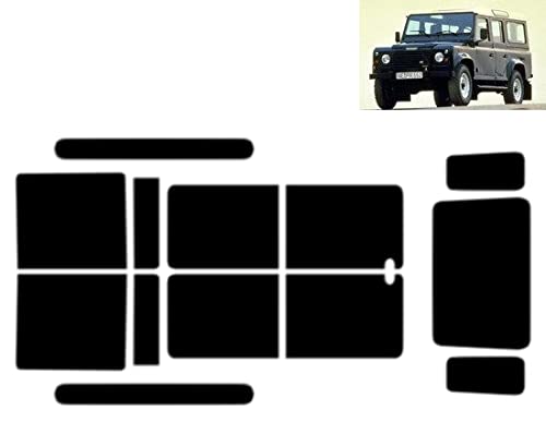 Passgenaue Tönungsfolie für-Land Rover Defender 110 5-Türen 1991-2007 Heck/Seitenscheiben (05% Tiefschwarz) von Tintcom.com