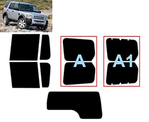 Passgenaue Tönungsfolie für-Land Rover Discovery 3 5-Türen 2005-2009 Heck/Seitenscheiben (05% Tiefschwarz, A) von Tintcom.com