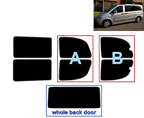 Passgenaue Tönungsfolie für-Mercedes Vito Traveliner Kurzversion 2004-2006 Heck/Seitenscheiben (50% Hellschwarz, B) von Tintcom.com