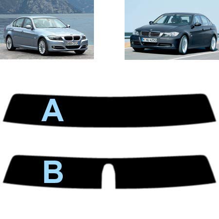 Sonnenblendstreifen für 3er E90 4-Türen Limousine 2005-2012 Passgenaue Tönungsfolie (05% Tiefschwarz, B) von Tintcom.com