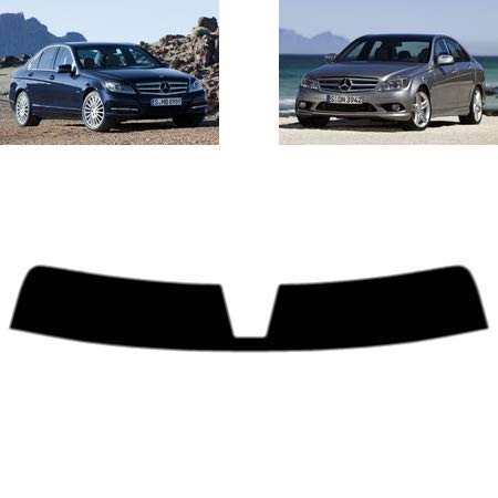 Sonnenblendstreifen für-Mercedes C Class W204 4-Türen Limousine 2007-2013 Passgenaue Tönungsfolie (05% Tiefschwarz) von Tintcom.com