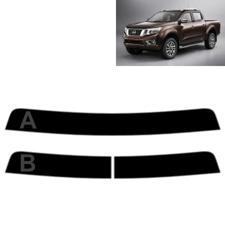 Sonnenblendstreifen für-Nissan Navara 4-Türen 2014-... Passgenaue Tönungsfolie (35% Mittelschwarz, B) von Tintcom.com