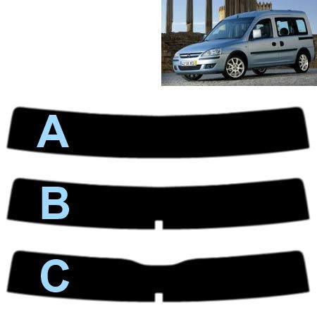 Sonnenblendstreifen für-Opel Combo Tour 2002-2011 Passgenaue Tönungsfolie (05% Tiefschwarz, C) von Tintcom.com