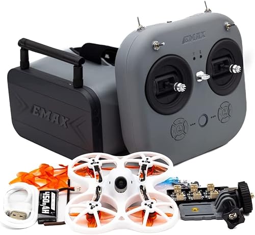 EMAX FPV Drohne EZ Pilot Pro RTF Kit, First Person View Drohnen mit 1200TVL E01 Kamera, 25-100-200 VTX Umschaltbar, Mini Drohne mit Brille und E8-Funksender für Kinder Erwachsene und Anfänger von Tiny Hawk