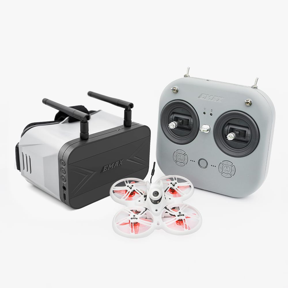 EMAX Tinyhawk 3 Plus Drohne RTF Kit Ready To Fly FPV Analog Drohnen Mini Racing Quadrocopter mit Brille und E8-Funksender für Kinder Erwachsene und Anfänger von Tiny Hawk