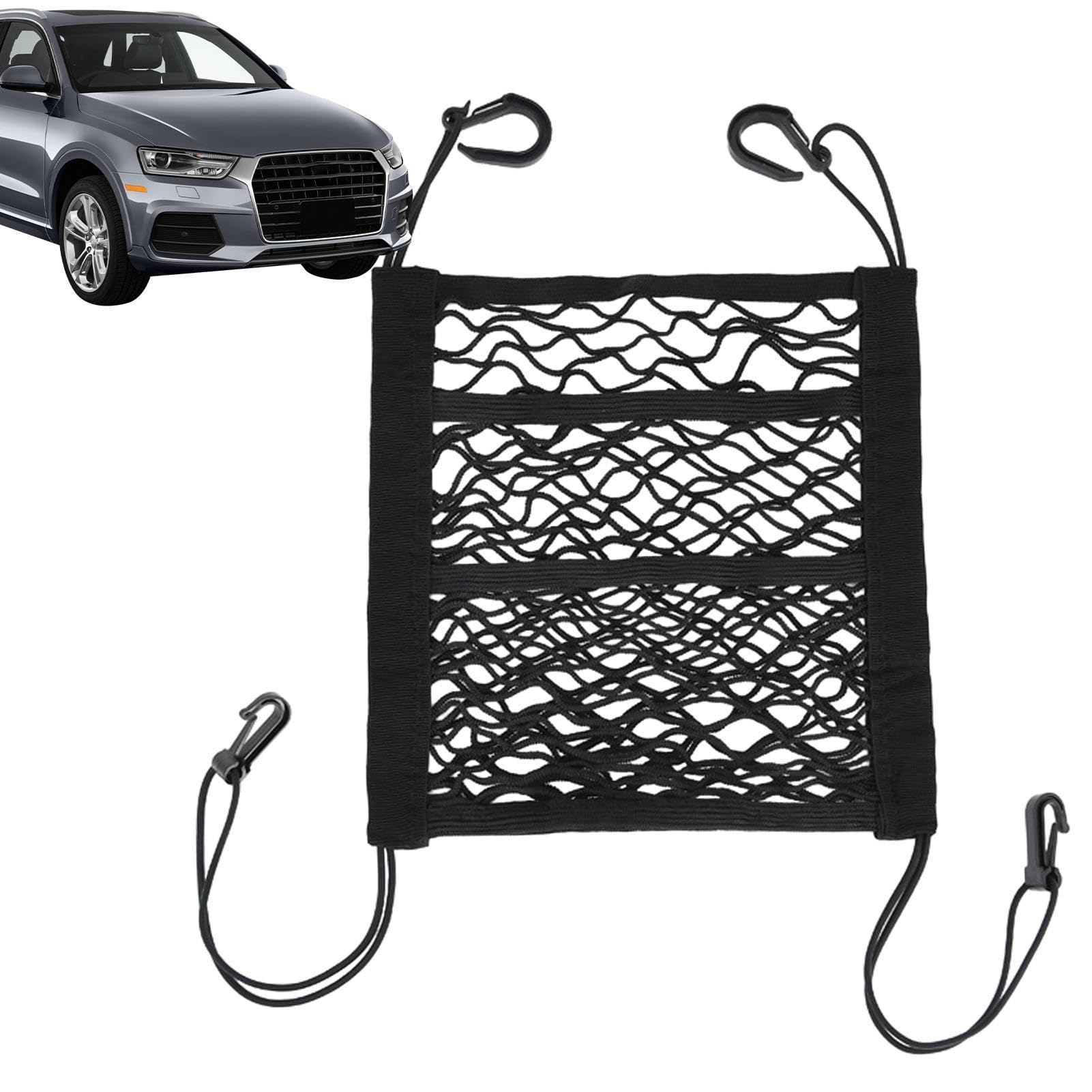 Tioheam Auto-Mesh-Organizer,Netztasche für die Rückenlehne, Aufbewahrungstasche, 3-lagiger Netz-Organizer - Rücksitz-Haustierabsperrung – hochelastische, universelle Netztasche für Geldbörse, SUV, von Tioheam