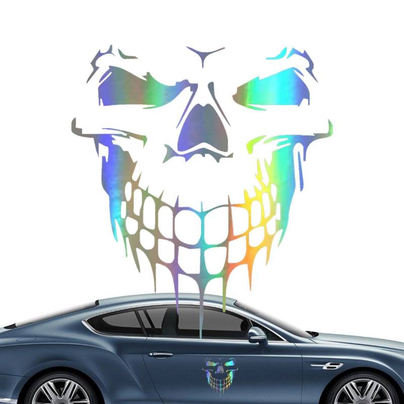 Tioheam Totenkopf-Kapuzenaufkleber | Totenkopf Vinyls Autoaufkleber Reflektierend | Vinyl-Grafik-Aufkleber für Auto/LKW, Auto-Motorhaube, Karosserie, Seite, Heckscheibe, Totenkopf-Vinyl-Autoaufkleber von Tioheam