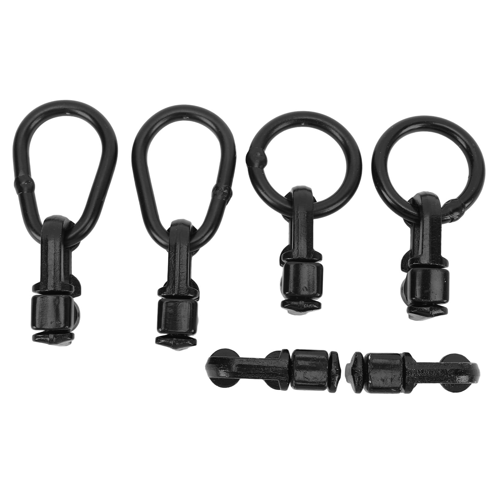 6 Stück L Track Tie Down Fitting, O Ring L Track Zubehör, Kohlenstoffstahl Eloxiert Schwarze Ankerpunkte zum Verzurren für LKW Ladefläche, Trailer Cargo Control, Pickup, RV, ATV von Tissting