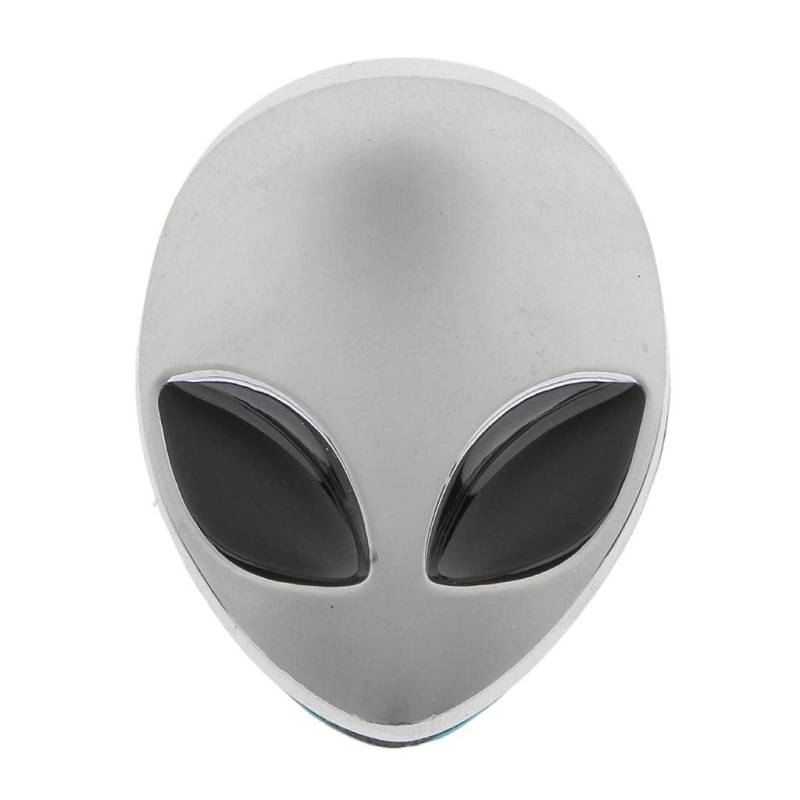 3D Autoaufkleber und Aufkleber Motorrad Metall Emblem Alien, Silber von Tiuimk