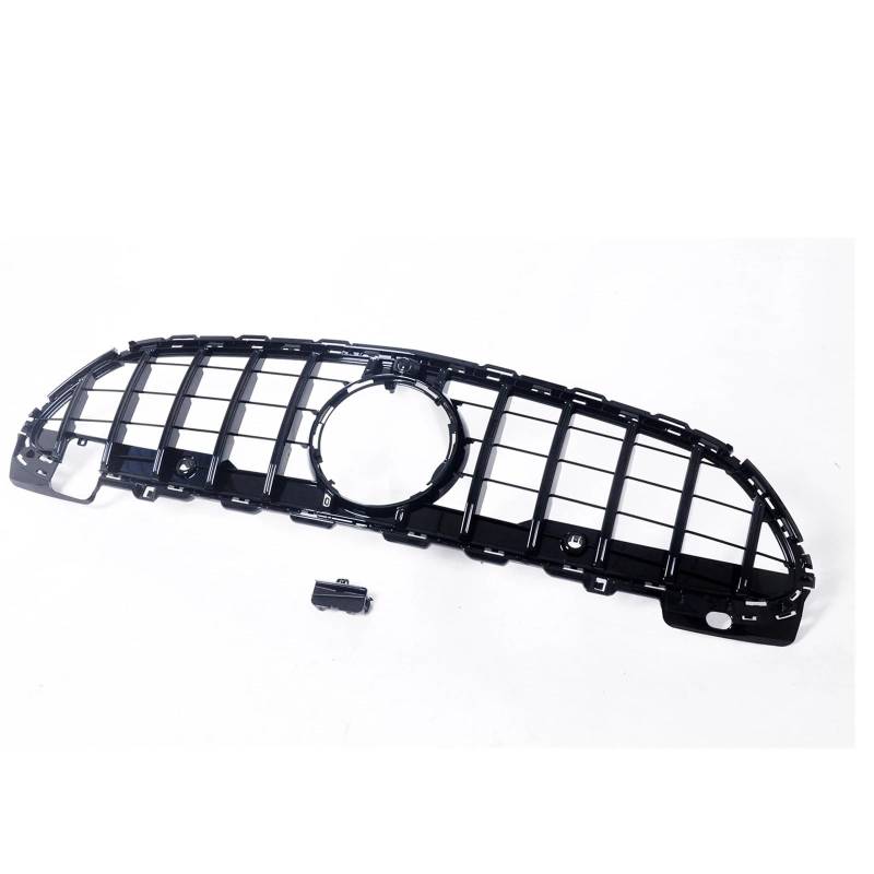 Autogrills Für Benz C Für Klasse W206 2021-2023 C180 C200 C300 C43 Für AMG Für GT Stil Oberen Stoßstange Haube Mesh Schwarz/Silber Grill Front Grille Auto Frontgrill(Black) von TjOta