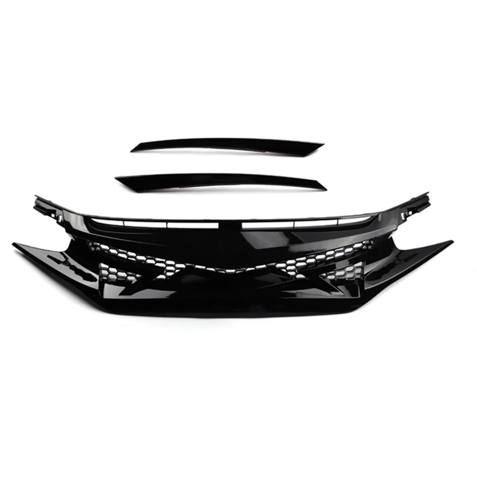 Autogrills Für Civic 10th Für Gen 2016-2018 SI Fließheck Für Typ Für R Modelle 2019-2021 Schwarz Auto Oberen Stoßstange Haube Mesh Grid Grill Vorderen Grill Auto Frontgrill von TjOta