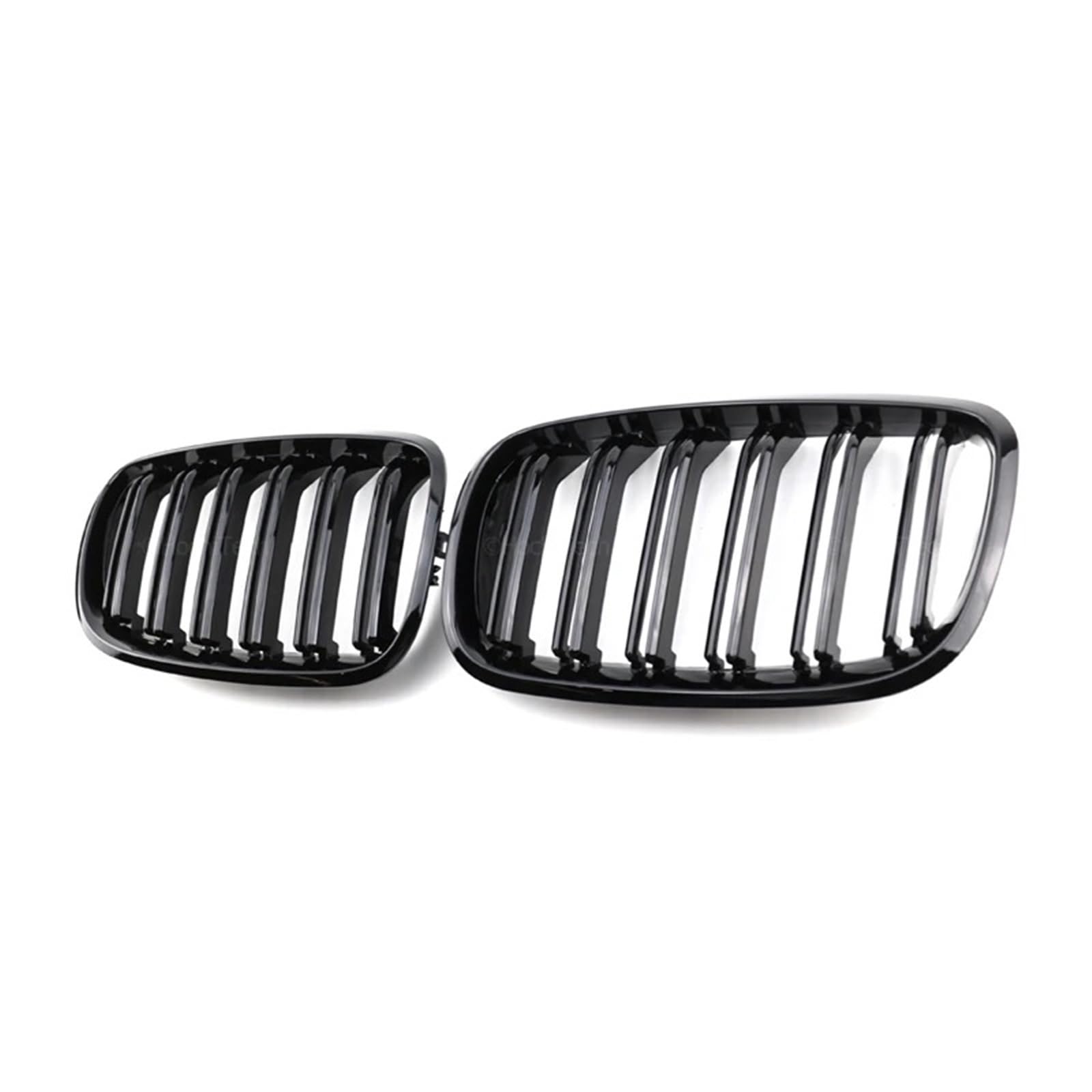 Autogrills Für X5 E70 2007-2013 Für X6 E71 E72 2008-2014 Autozubehör 2 Stücke Auto Stil Glanz Schwarz Front Niere Doppel Lamellen Grill Grille Auto Frontgrill(All Black) von TjOta