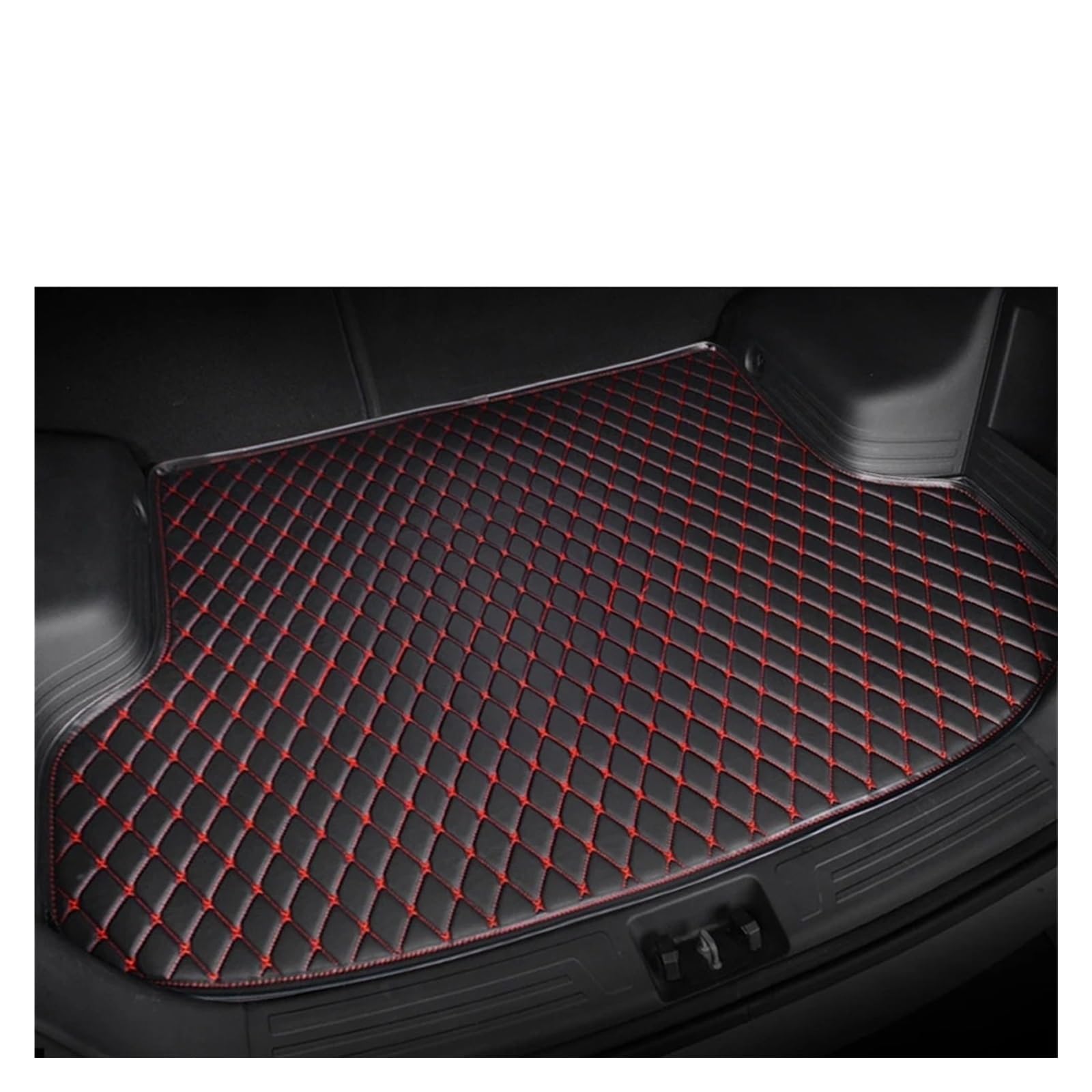 Für Hyundai Für Genesis GV70 2021 2022 5 Sitz wasserdichte Cargo-Liner Teppiche Auto Innen Zubehör Auto Stamm Matten Auto Kofferraum Schutzmatte(Black red) von TjOta