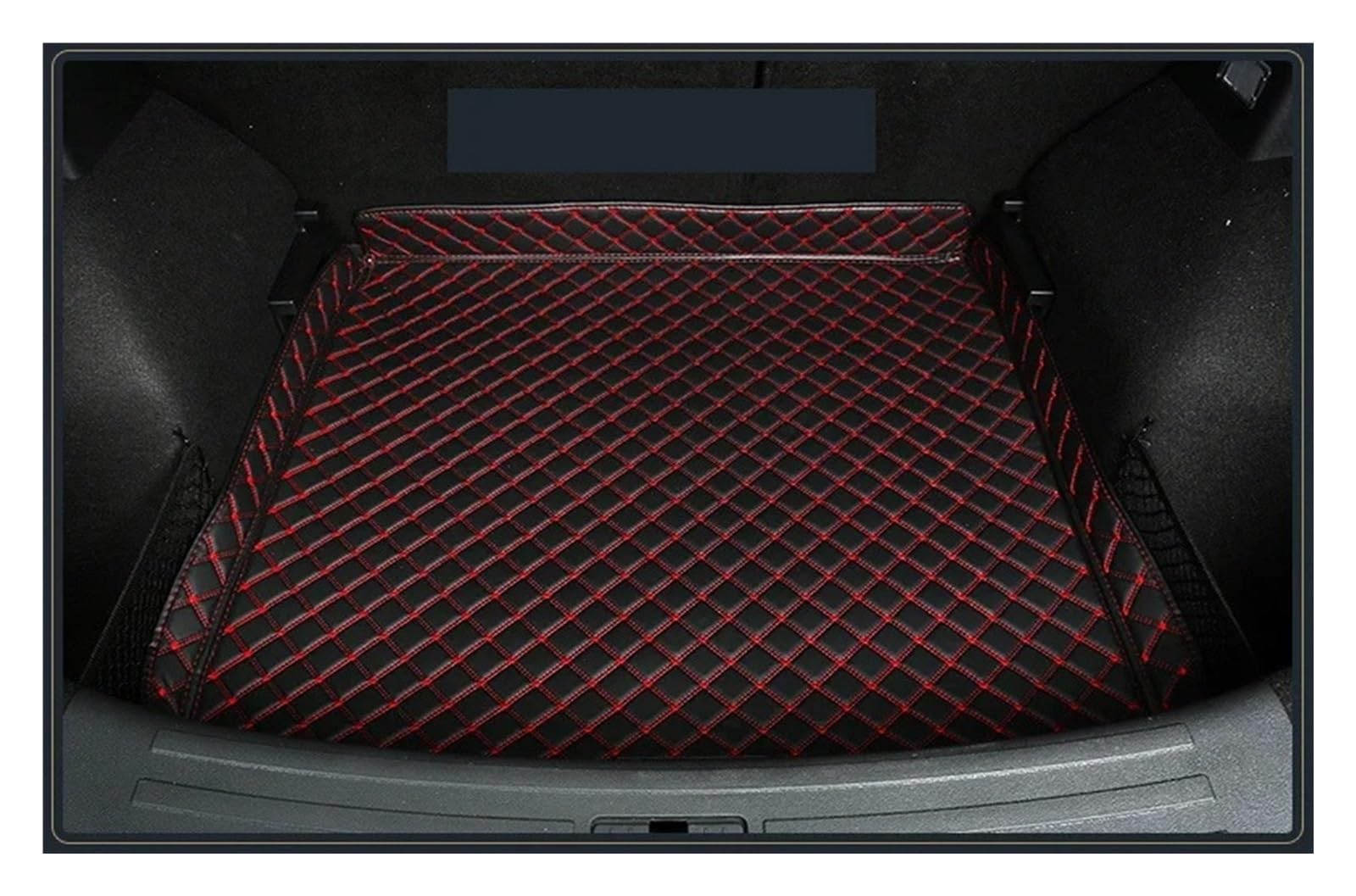 Für MG Für ZS 2019 2020 2021 Boot Teppich Innen Zubehör Abdeckungen Leder Kofferraum Matte Cargo-Liner Auto Kofferraum Schutzmatte(Black Red Wire 1) von TjOta