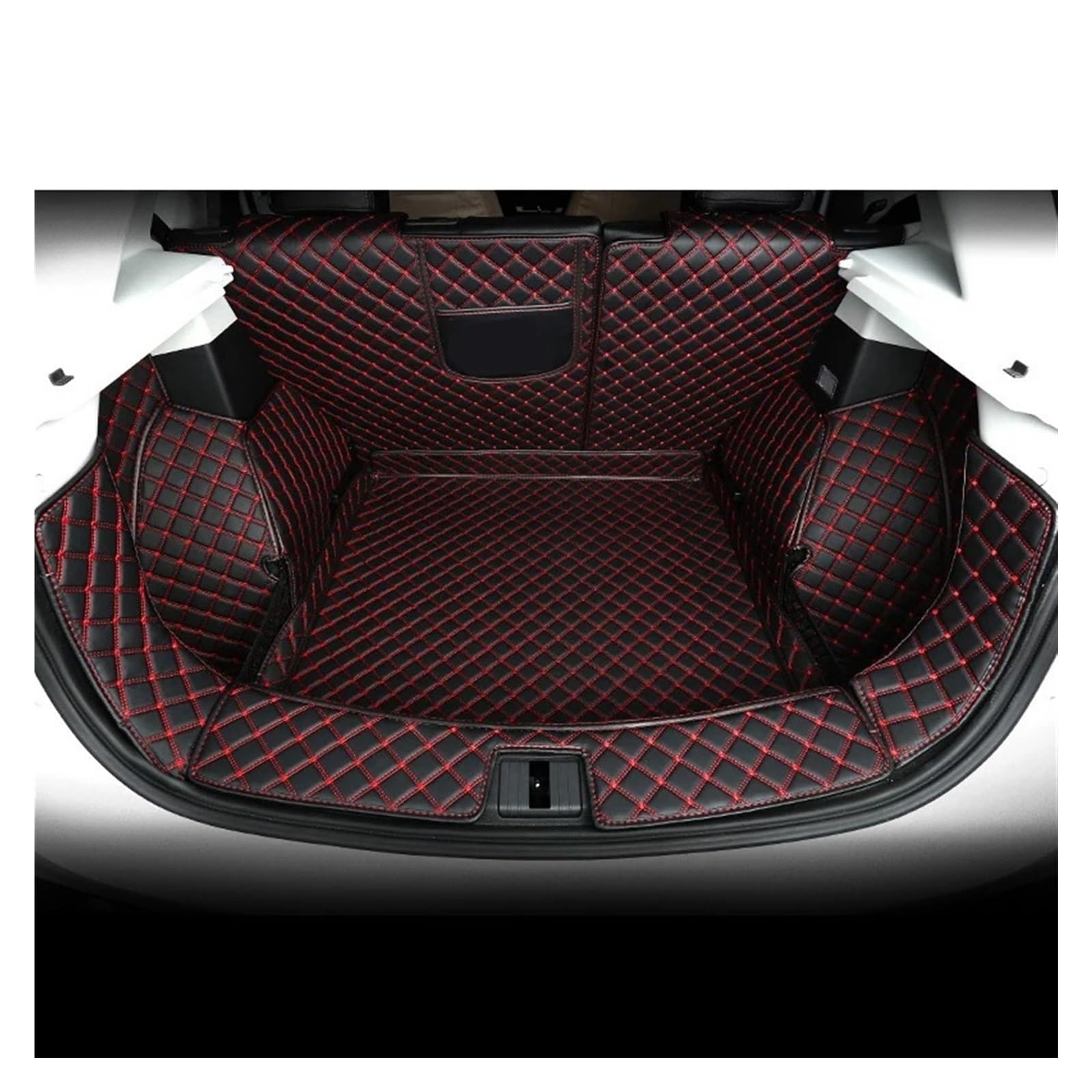 Für MG Für ZS 2019 2020 2021 Boot Teppich Innen Zubehör Abdeckungen Leder Kofferraum Matte Cargo-Liner Auto Kofferraum Schutzmatte(Black Red Wire 2) von TjOta