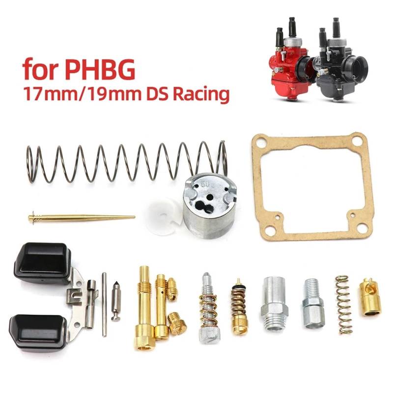 Für PHBG 17 19 21mm 2 Hub Für BWS 50 Jog 50 DS Racing Schwarz/Rot Edition Choke Motorrad vergaser Motorrad Vergaser Carb(Repair kit Set) von TjOta