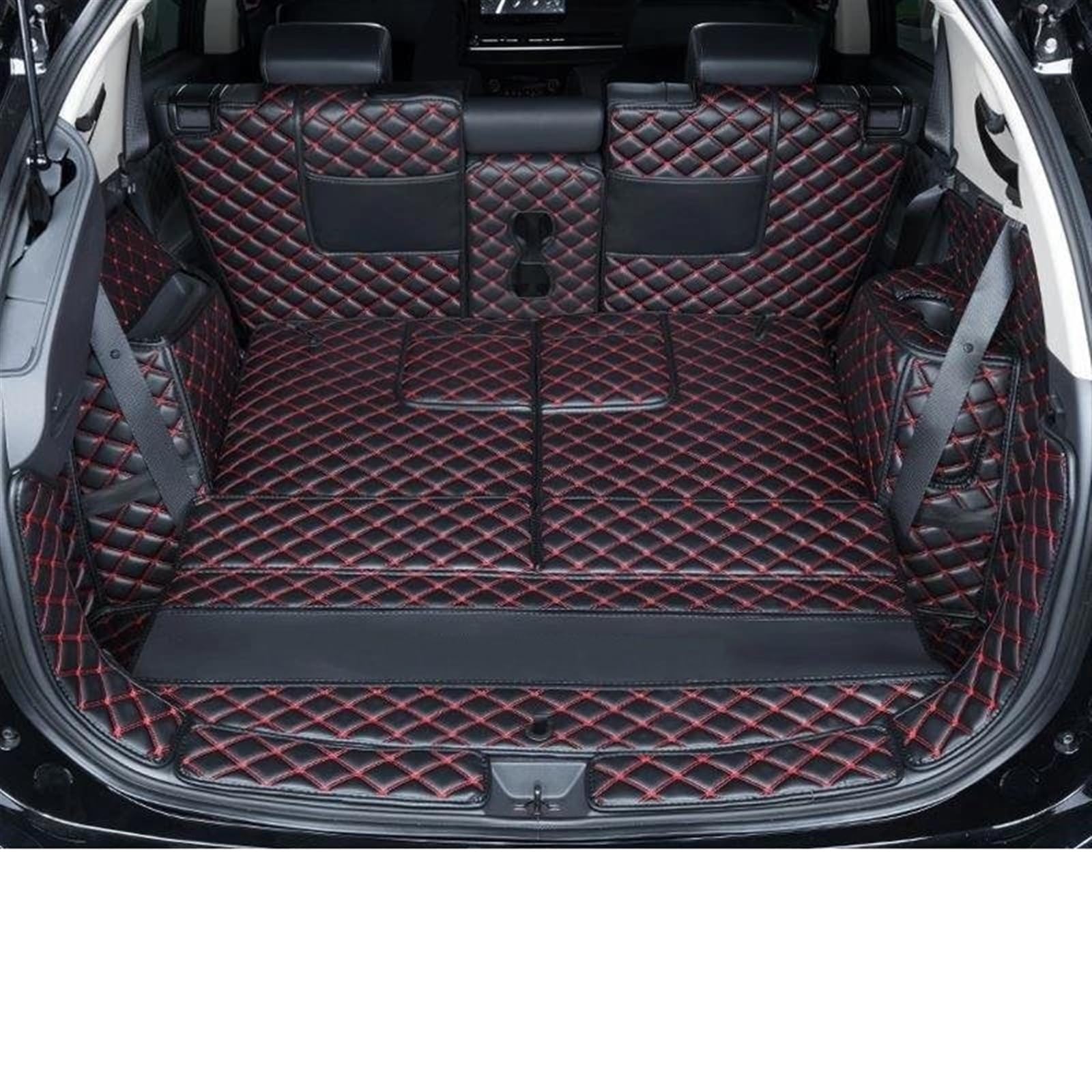 Kofferraumwanne Für Outlander 2021 5 Sitz 2,0 T Jahr Kofferraum Matte Volle Paket Cargo-Liner wasserdichte Boden Matte Heckklappe Matte Innen Antirutschmatte Kofferraum(Full Set Black Red) von TjOta