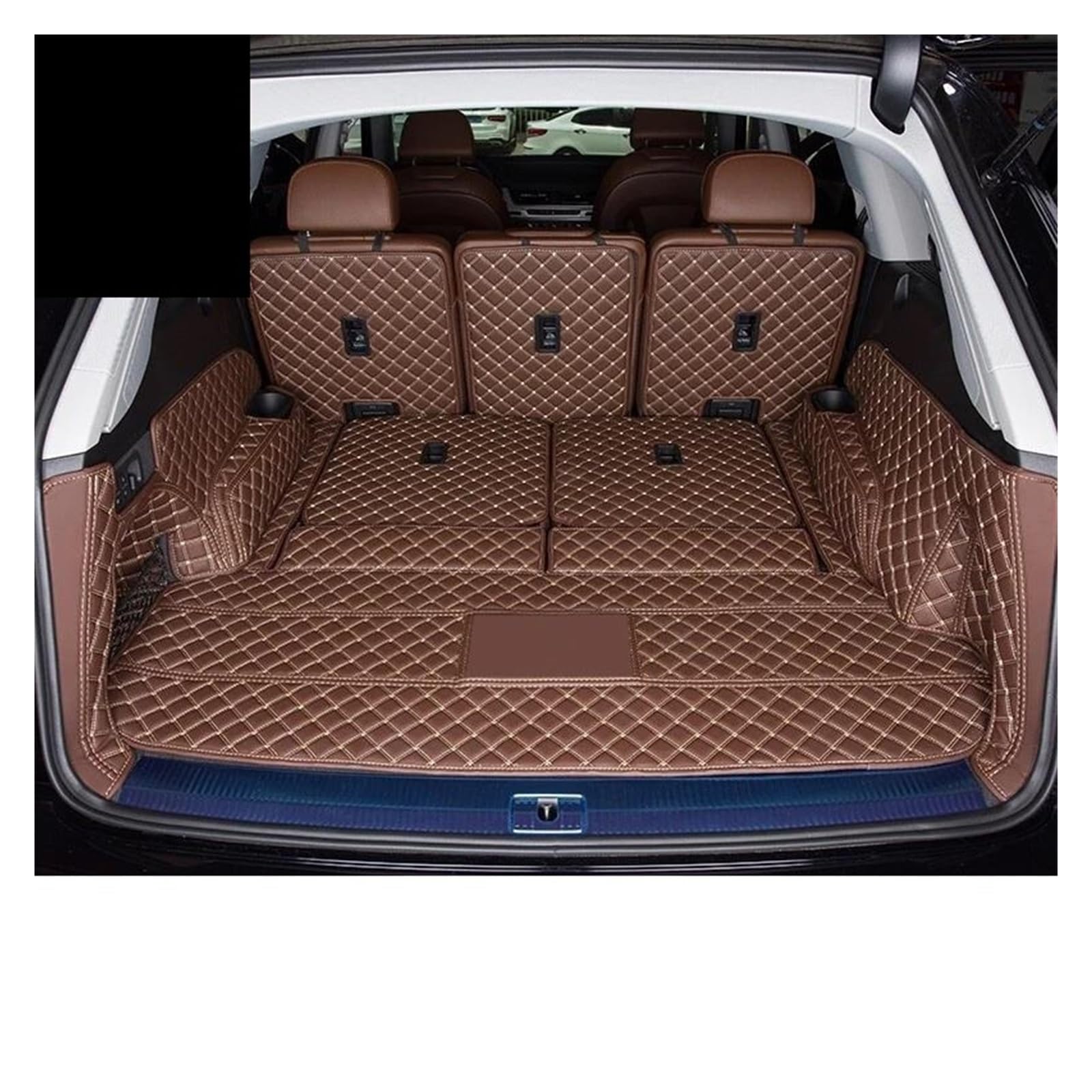 Kofferraumwanne Für Q7 7 Für Sitzer 2022 Leder Auto Stamm Matten Cargo-Liner Accesorios para Auto Alfombrillas Coche Tapetes para Carro Antirutschmatte Kofferraum(Brown Full Enclosed) von TjOta