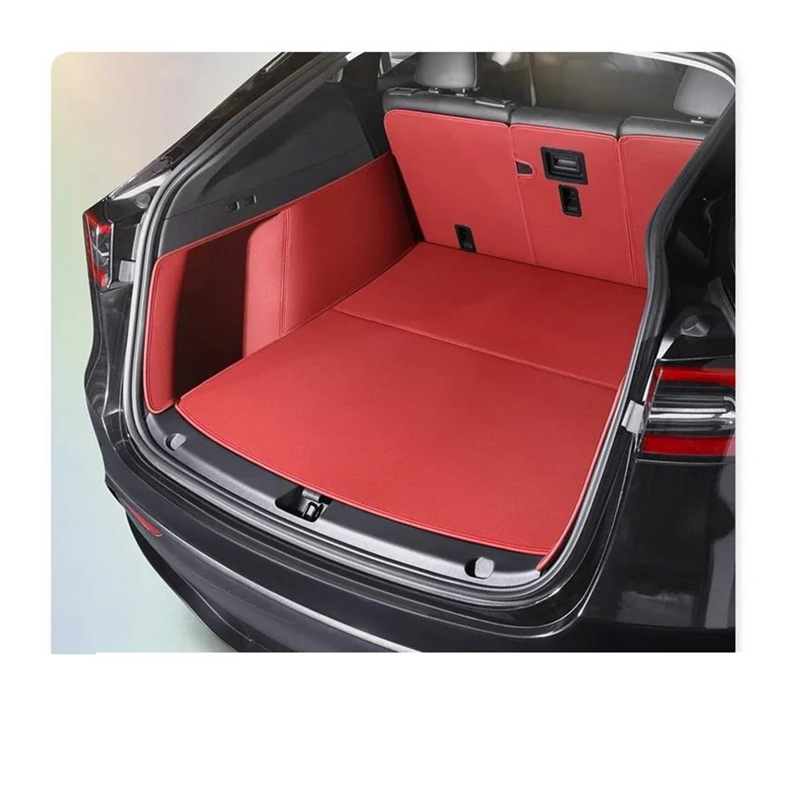 Kofferraumwanne Für Tesla Für Modell Für Y Stamm Matte Auto Innen Zubehör Langlebig Echtes Leder Teppich Für Zurück Speicher Trunk Cargo Matte Antirutschmatte Kofferraum(Burgundy) von TjOta