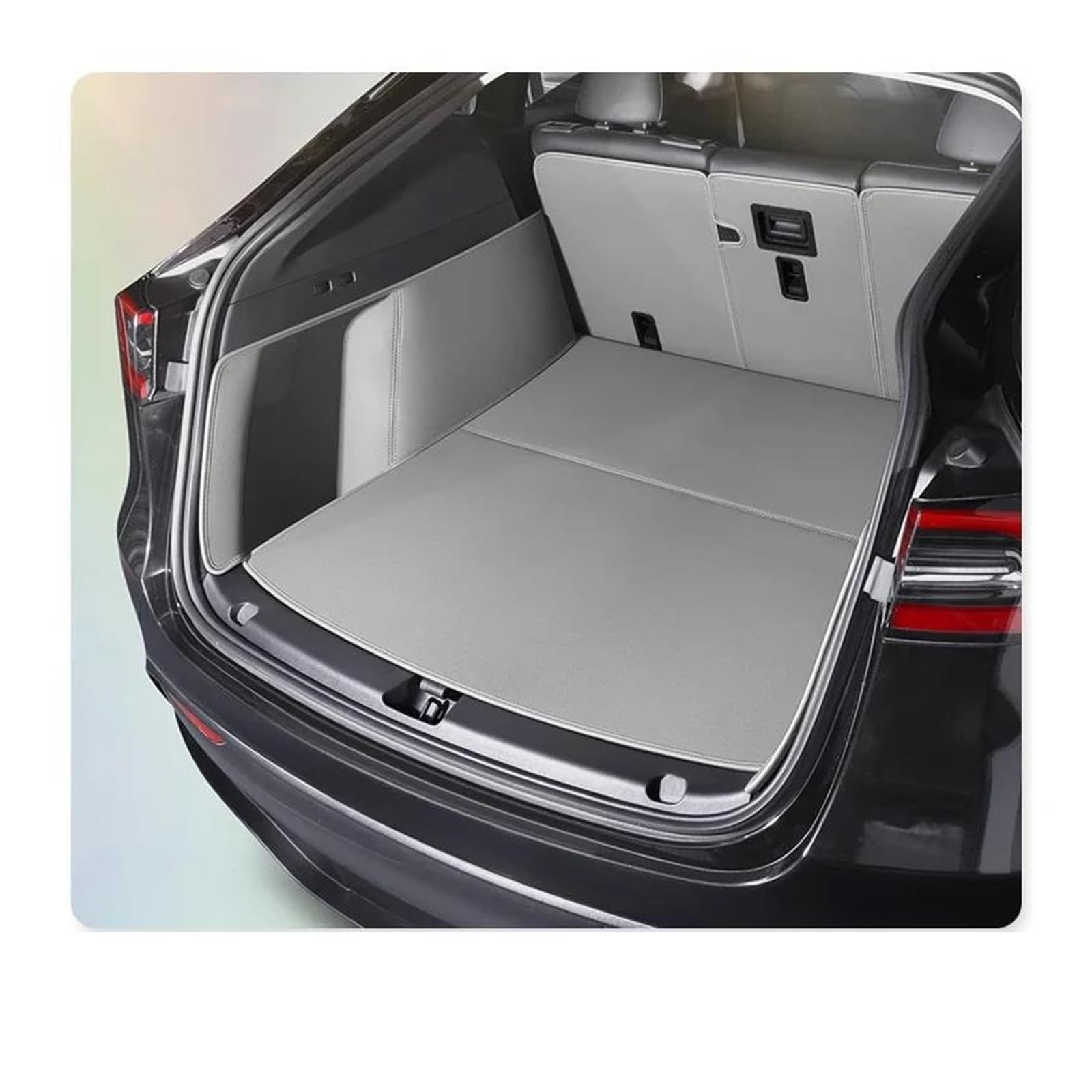 Kofferraumwanne Für Tesla Für Modell Für Y Stamm Matte Auto Innen Zubehör Langlebig Echtes Leder Teppich Für Zurück Speicher Trunk Cargo Matte Antirutschmatte Kofferraum(Gray) von TjOta