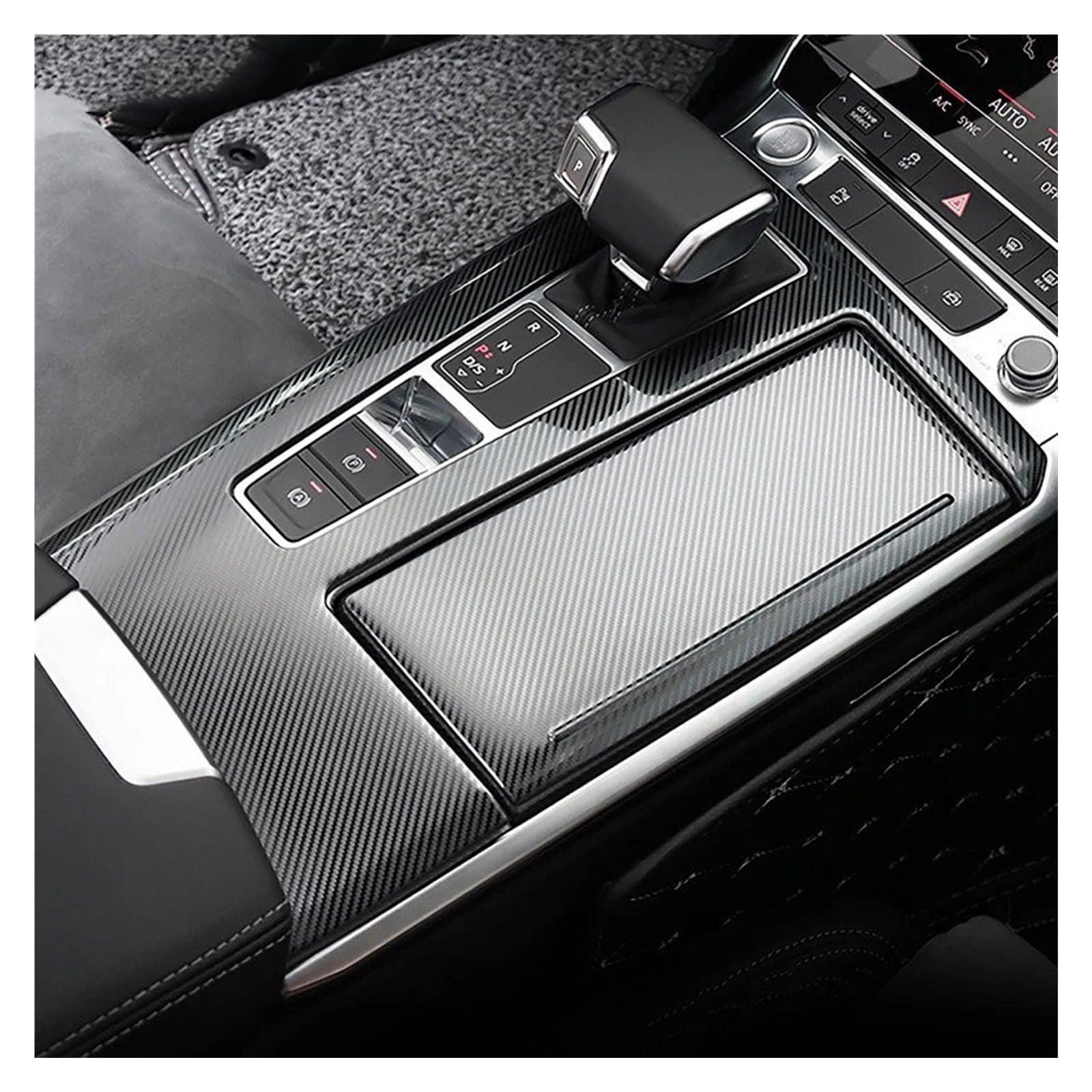 Mittelkonsole Dekor Für A6 C8 2019-2022 Auto Center Control Getriebe Shift Box Panel Rahmen Trim Carbon Muster Schalthebel Abdeckung Innen Zubehör Mittelkonsole Styling(Carbon Fiber Black) von TjOta