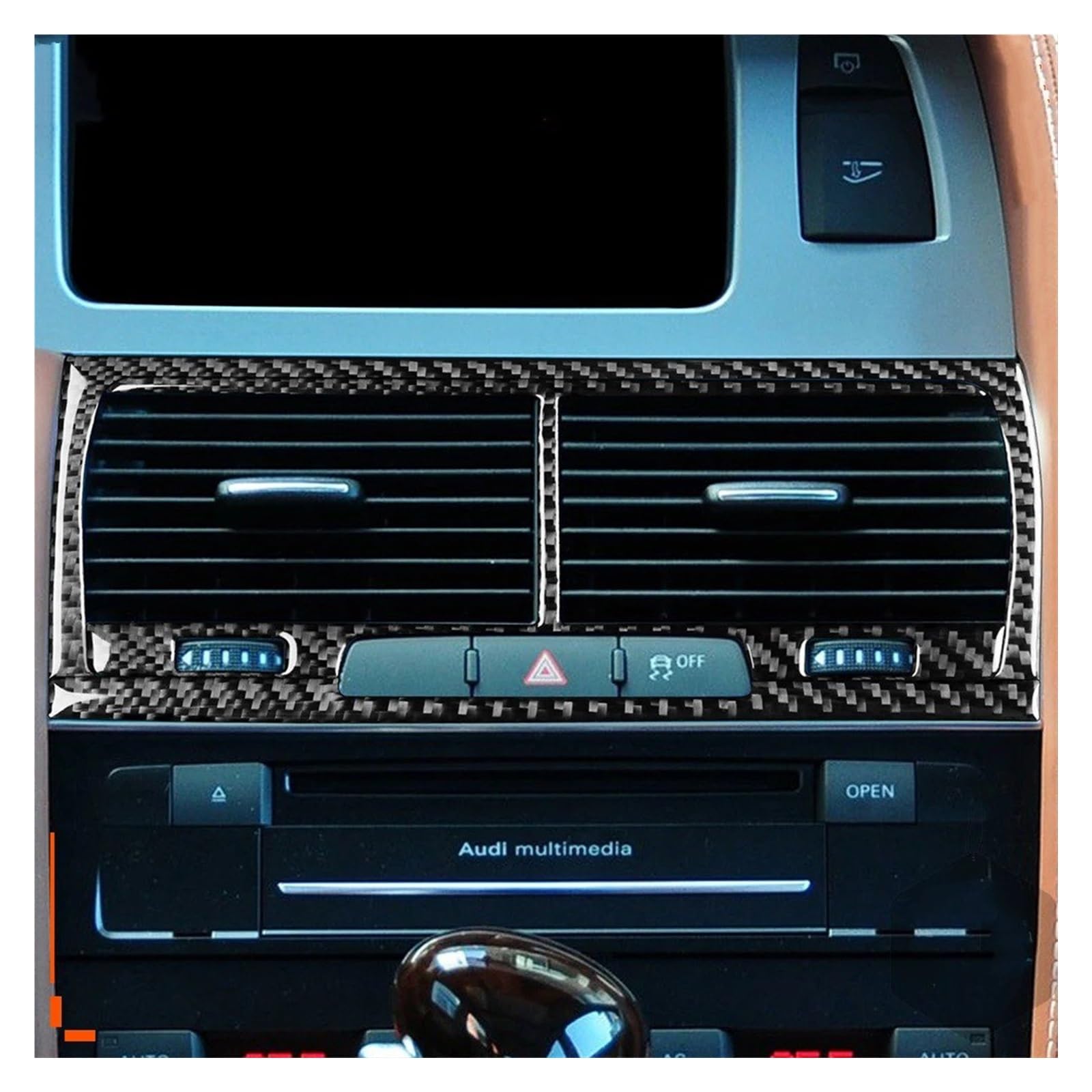 Mittelkonsole Dekor Für Q7 2007 2008 2009 2010 2011 2012 2013 2014 2015 Zentrale Klimaanlage Outlet Vent Echt Carbon Faser Auto Zubehör Mittelkonsole Styling(Black) von TjOta