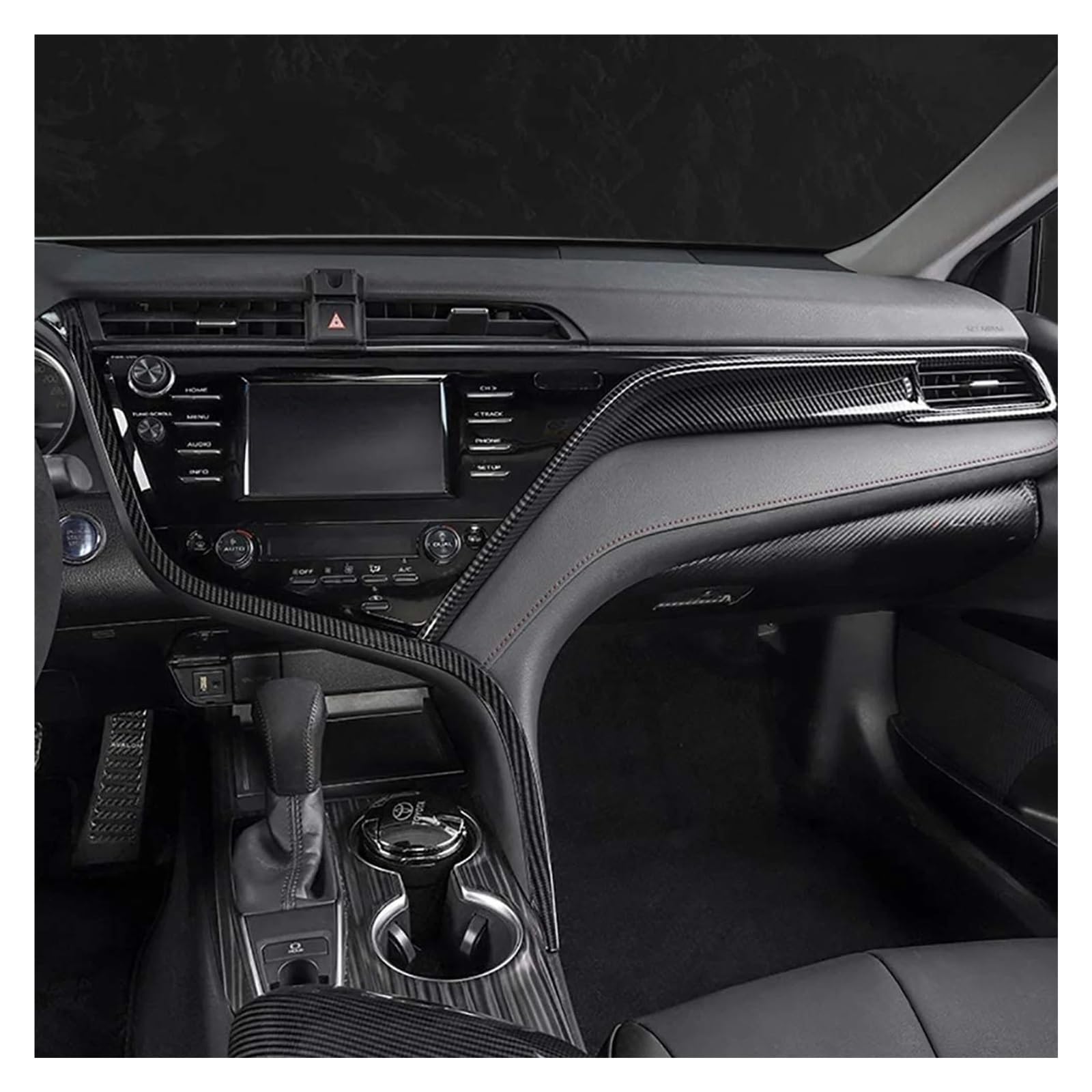 Mittelkonsole Dekor Für Toyota Für Camry Für XV70 2018 2019 2020 2021 Carbon Faser Stil Interior Center Console Dashboard Panel Streifen Abdeckung Moulding Borte Mittelkonsole Styling von TjOta