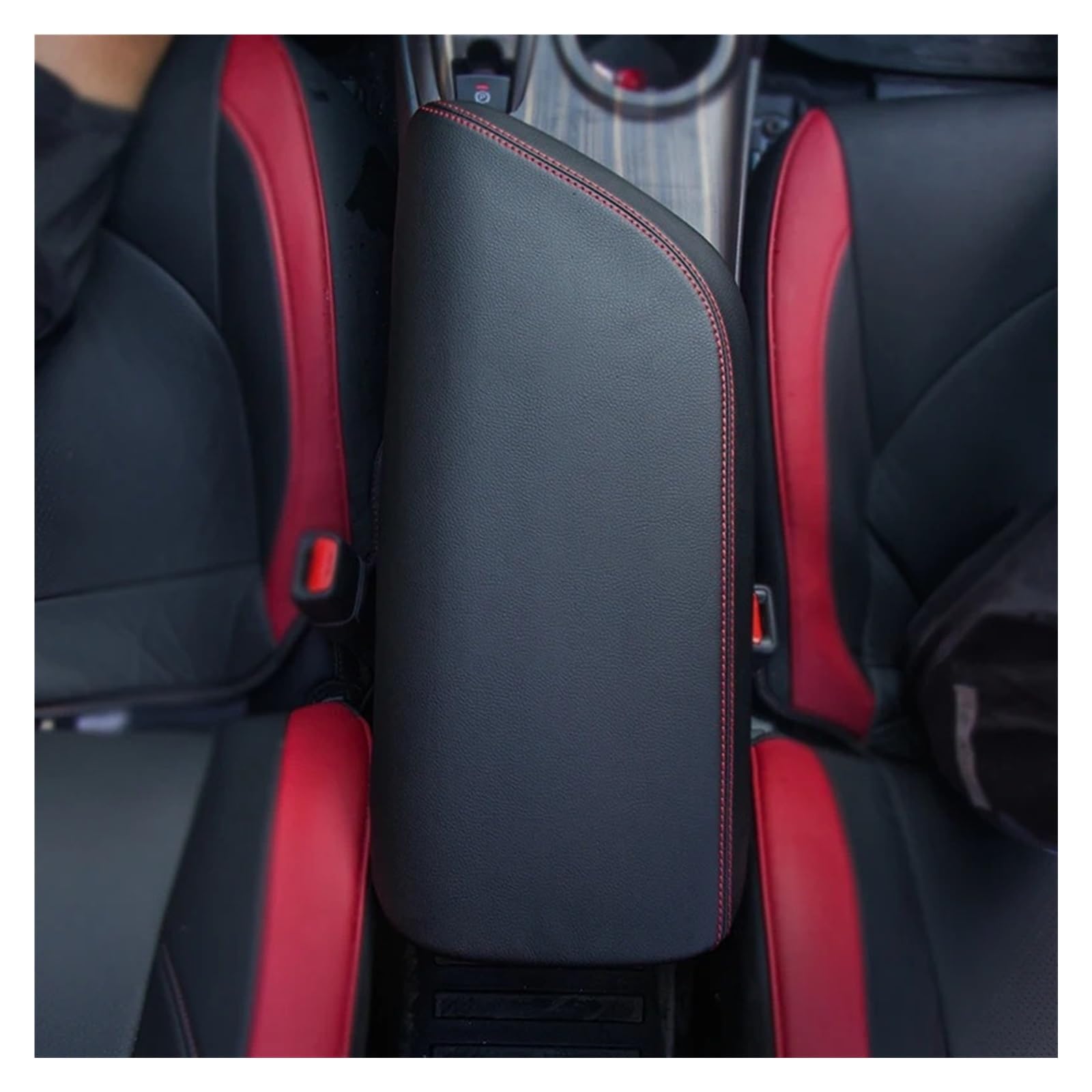 Mittelkonsole Dekor Für Toyota Für Camry Für XV70 2023 2022 2021 2020 2019 2018 Zentrale Steuerung Armlehne Box Schutzhülle Zubehör Leder Pad Mittelkonsole Styling(Black red line) von TjOta