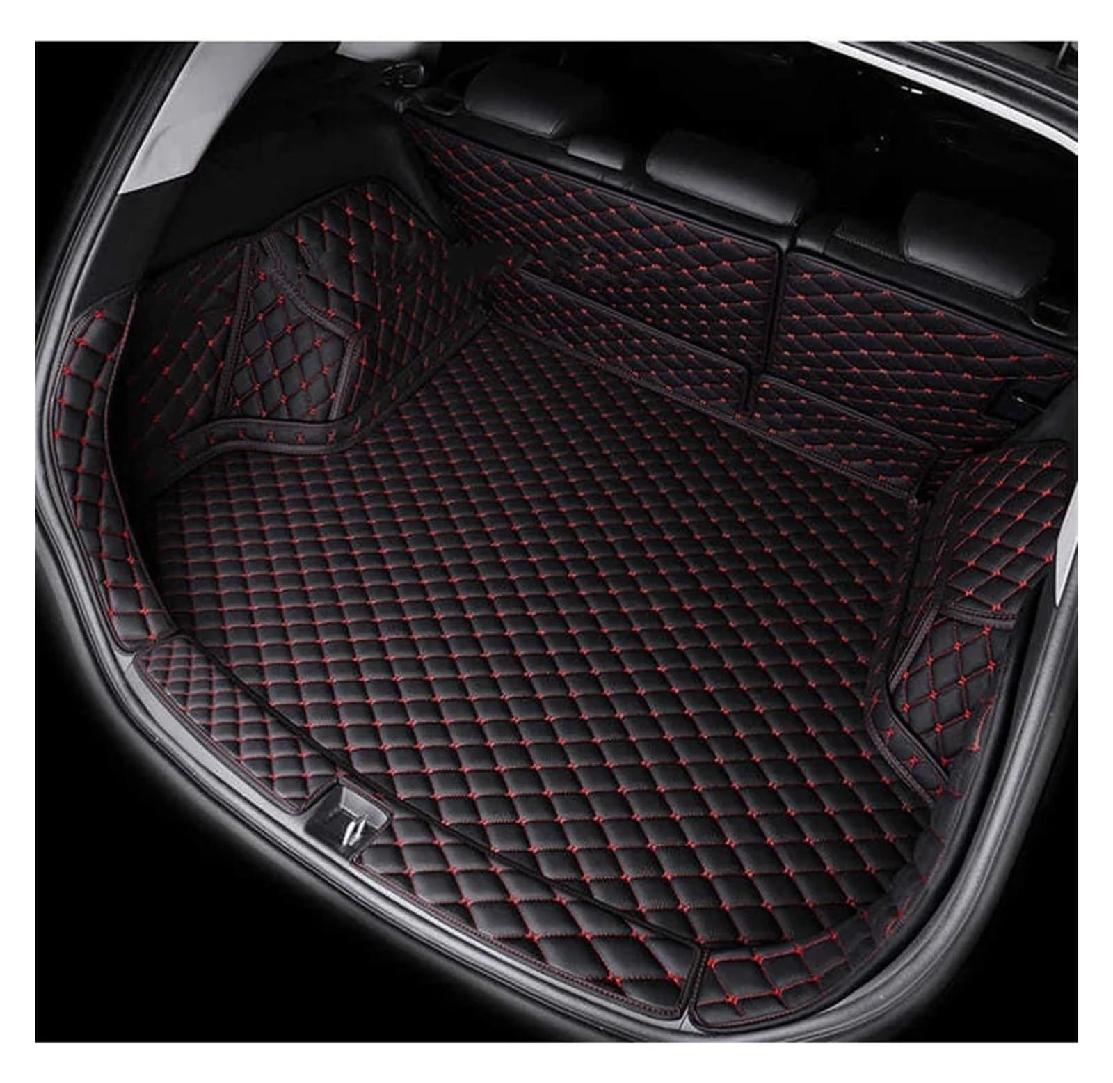 Kofferraummatten Für Hyundai Für Ix35 2010 2011 2012 2013 2014 2015 Auto Teppich Teppiche Cargo Liners Kofferraum Matte Kofferraumwanne Schutzmatte(Black red-B) von Tkxvcejv