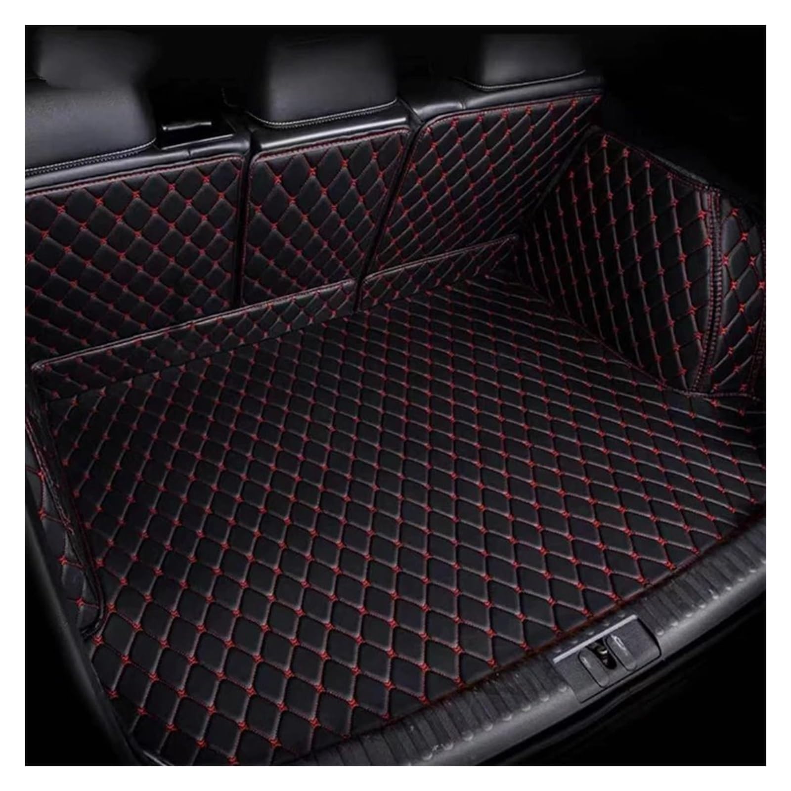 Kofferraummatten Für Mitsubishi Für Pajero V93(V97) 7 Sitze 2010-2020 Auto Stamm Matten Leder Matte Auto Innen Zubehör Kofferraumwanne Schutzmatte(Black and Red,Size2 2010-2020) von Tkxvcejv