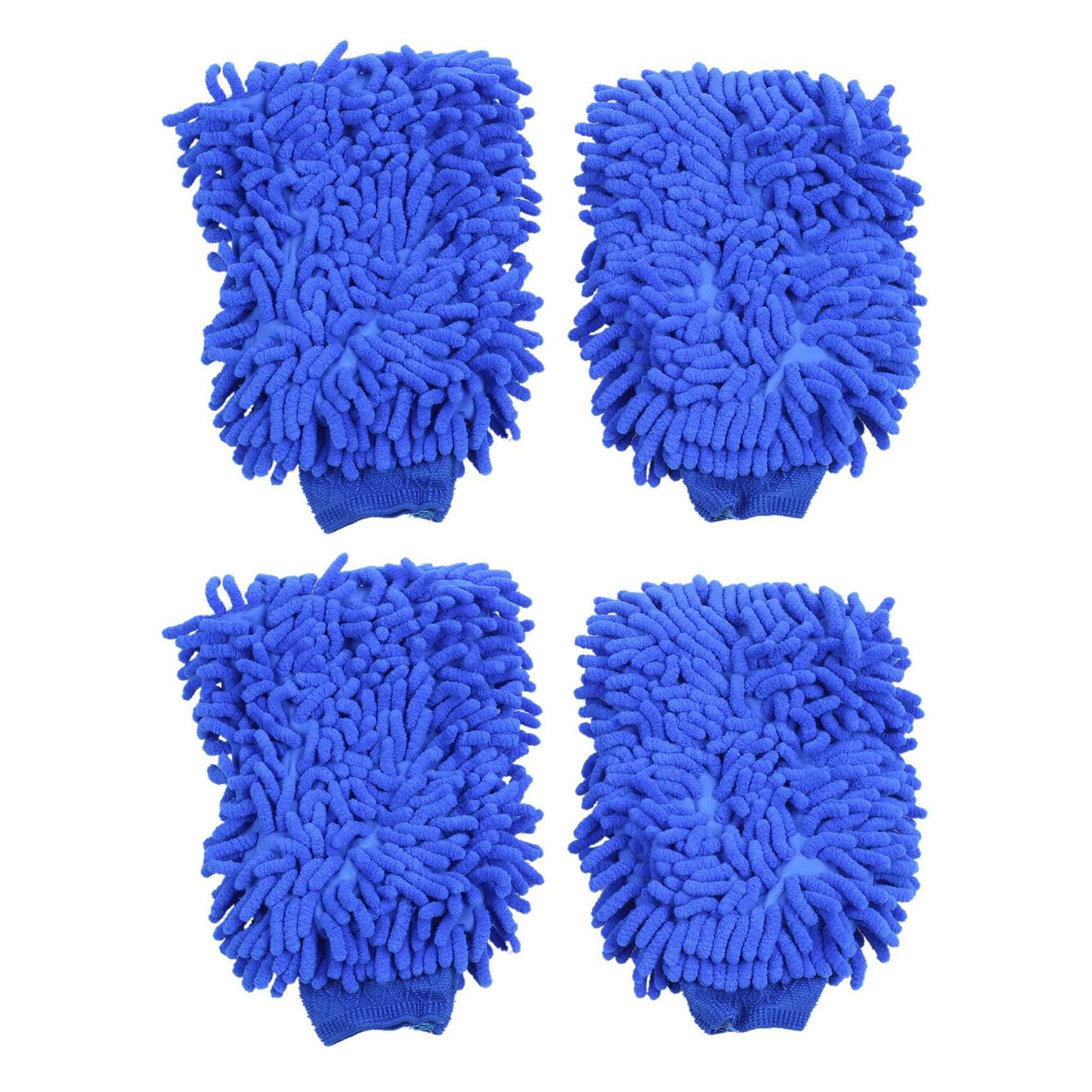 Tlily 4X Praemie Mikrofaser Chenille Super Absorptionsmittel Fuer Waesche und Wachs, Auto Waesche Faeustlinge (Blau) von Tlily