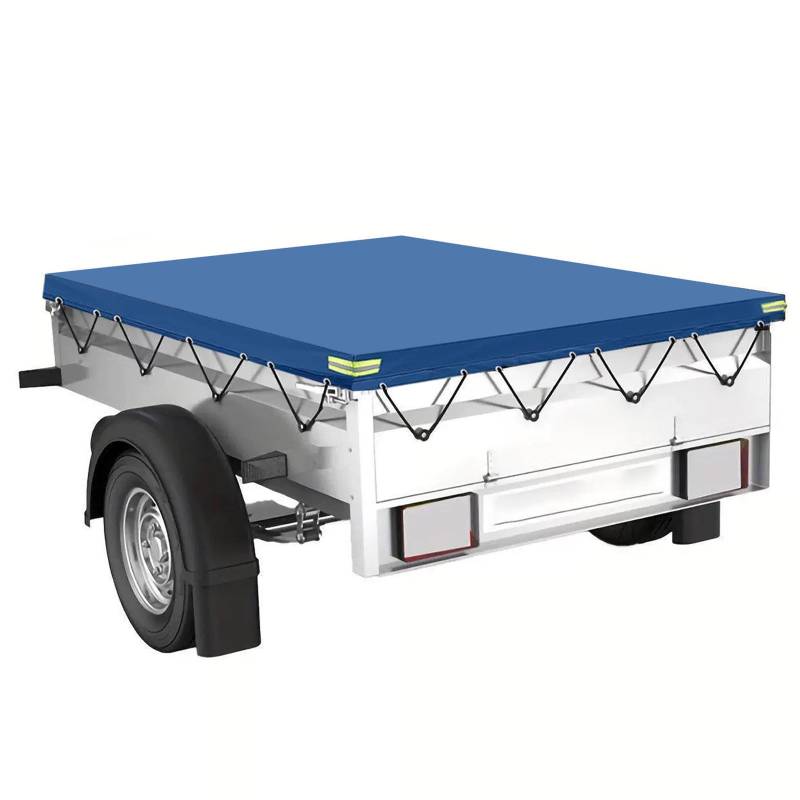 ToKinCen Anhängerplane Flachplane 208×114×13cm wasserfest Abdeckplane Anhänger Abdeckung blau 420D Oxford Material Geeignet Wind- und Sonnenschutz - PKW Hänger 750 kg von ToKinCen