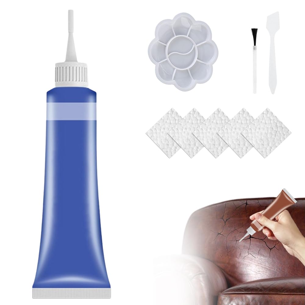 Toerjii Leder Reparatur Set,2024 Neu Lederreparatur Creme,Leather Repair Gel, Leder Restaurator, Lederreparatur Füller,Reparatur von Lederkratzern (Blau) von Toerjii