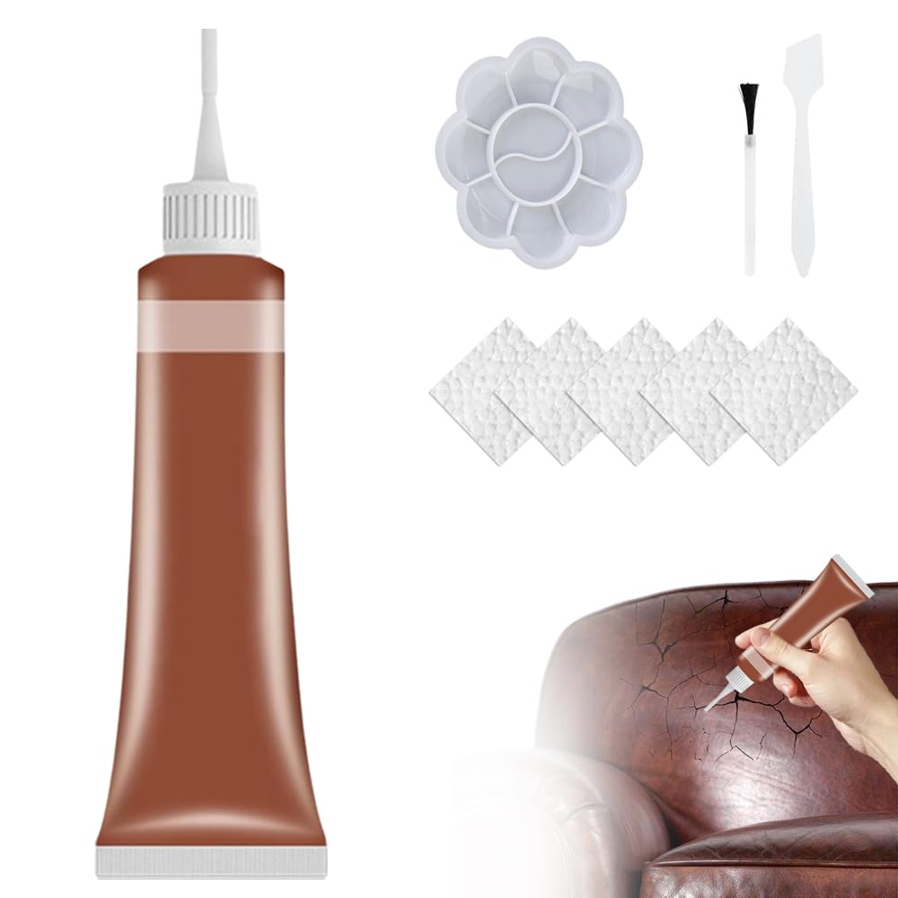 Toerjii Leder Reparatur Set,2024 Neu Lederreparatur Creme,Leather Repair Gel, Leder Restaurator, Lederreparatur Füller,Reparatur von Lederkratzern (Mahagoni) von Toerjii