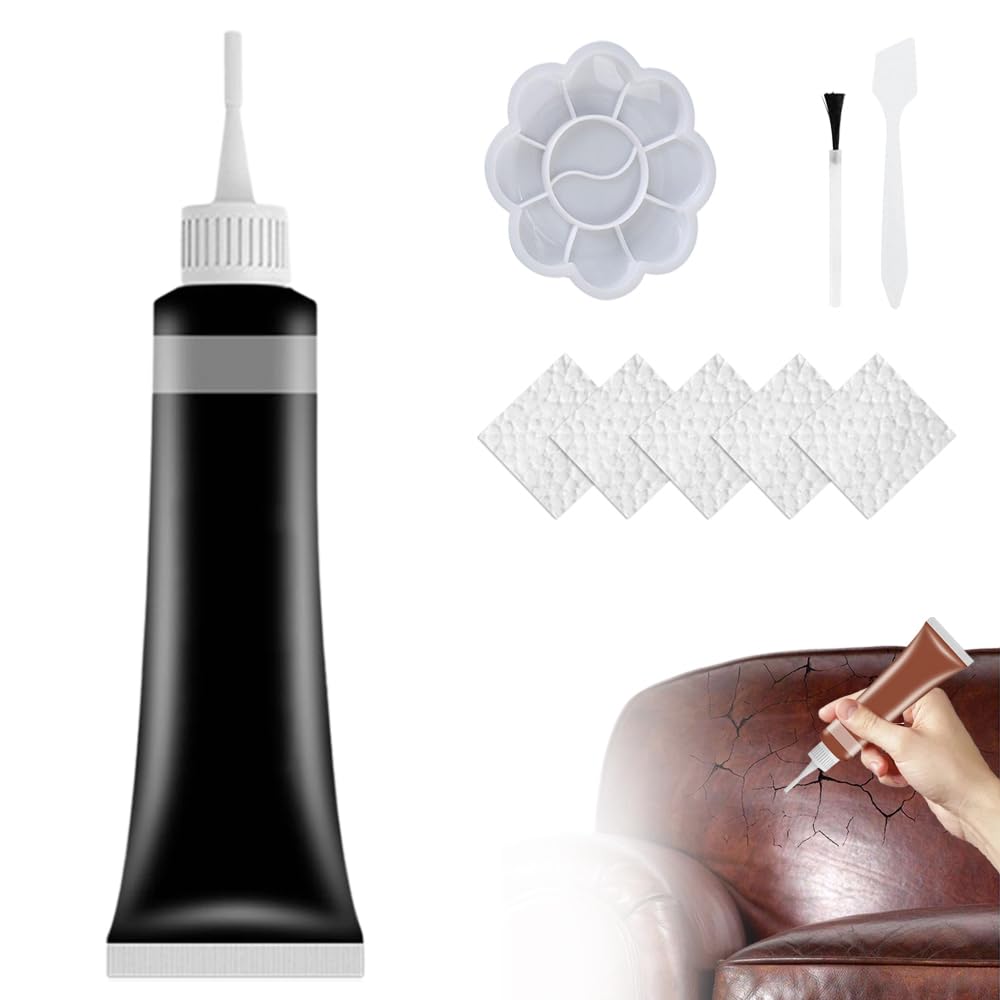 Toerjii Leder Reparatur Set,2024 Neu Lederreparatur Creme,Leather Repair Gel, Leder Restaurator, Lederreparatur Füller,Reparatur von Lederkratzern (Schwarz) von Toerjii