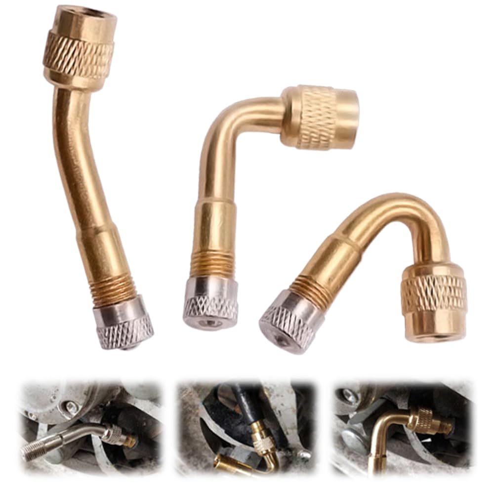 Toerjii Ventilverlängerung Autoventil,Autoventil Adapter, 45 90 135 Grad Ventilverlängerung, Ventiladapter Winkel Reifenventilverlängerung Winkelventil für Auto Motorrad Fahrrad Scooter (Gold, 1 Set) von Toerjii