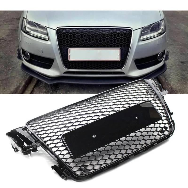 Kühlergrill für Audi A5/S5 B8 8T 2008–2012, 1 Stück schwarzer ABS-Waben-Sport-Mesh-Sechskantgrill Auto-Frontstoßstangengrill von Toiumops