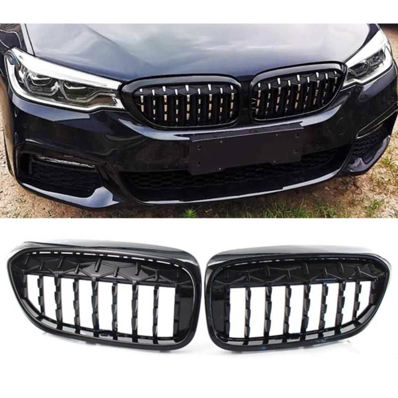 Kühlergrill für BMW 5er G30 G38 2017–2020, 1 Paar Auto-Diamant-Grills, vorderer Nierengrill, Chrom-Mesh-Grill von Toiumops