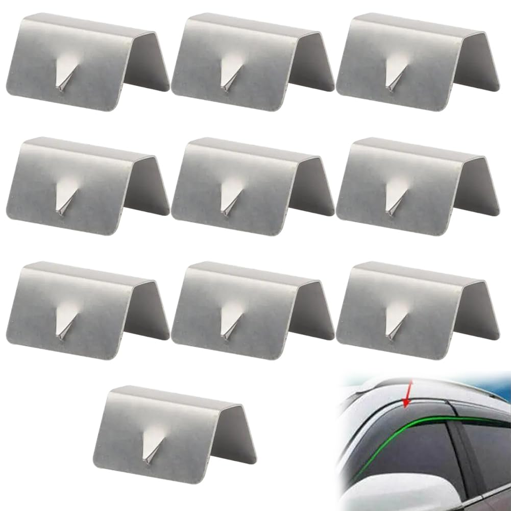 Windabweiser Clips,Edelstahl Windabweiser Befestigungsclips,Rain Deflector Fitting Clips,Stainless Steel Windshield Clip,Befestigungsclip für die Windschutzscheibe Eines Autos 10 Stück Tokaneit von Tokaneit