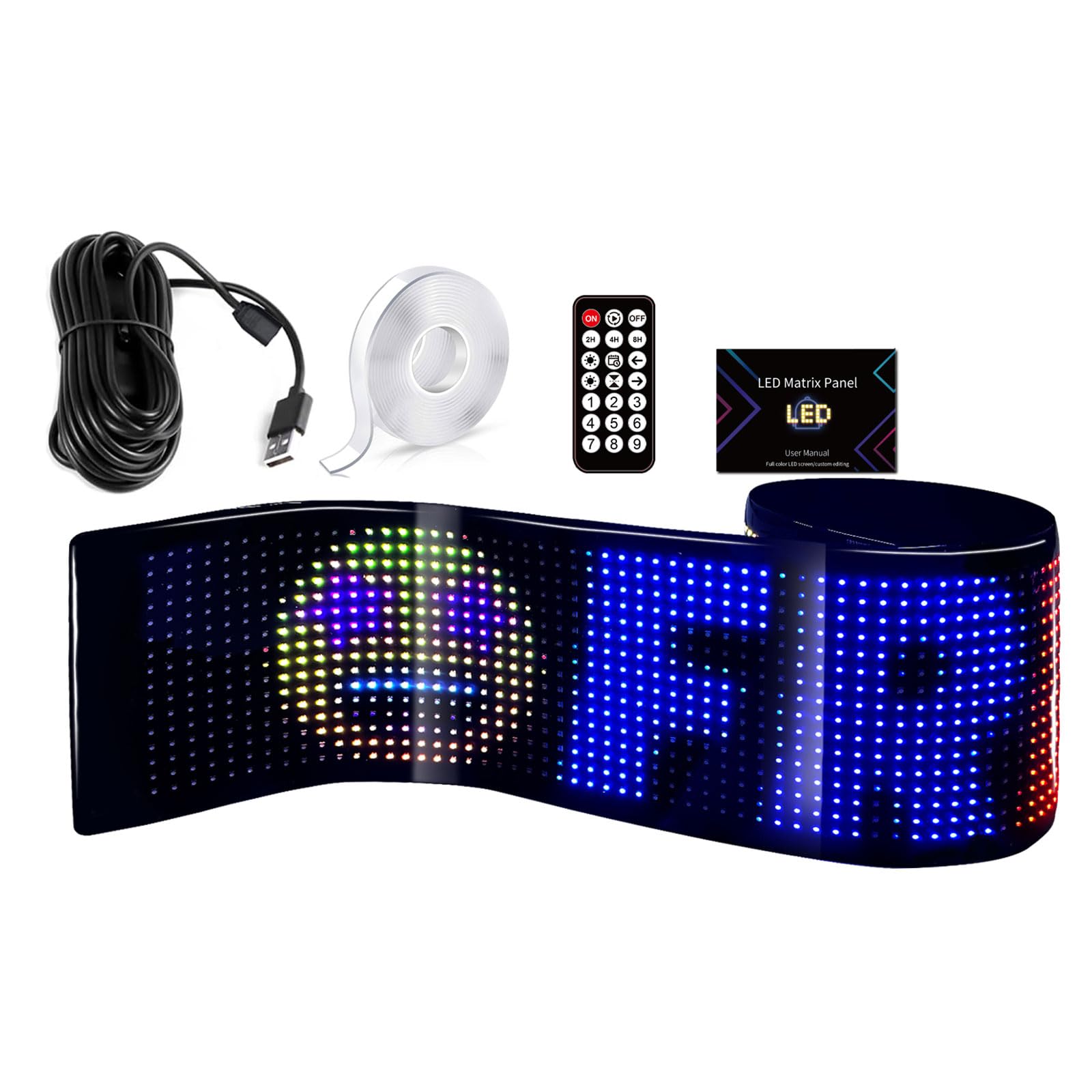 Devil Eyes Led Augen für LKW IP65 wasserfest Plus Size, DIY Car Dynamic LED Colorful Eye Lamp Soft Screen, Led Laufschrift Leuchtreklame Leuchtschild für Auto,Smart App,Bluetooth USB (192x898mm) von Tokenhigh