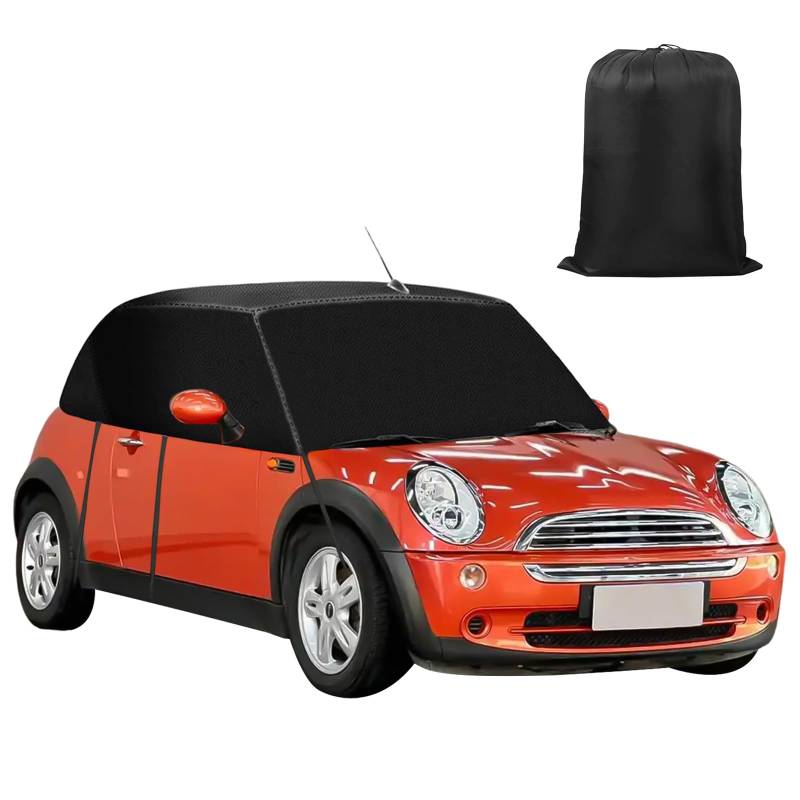 Halbgarage Autoabdeckung für Mini Cabrio R52 R57 F57 2005-2022, 600D Wasserdicht Sonnenschutz Thermomatten mit Haken Riemen, Wrap Cover für Mini Cabrio Anti-UV/Frost/Ice/Staub (Schwarz) von Tokenhigh