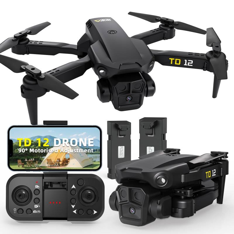 Toladrone Mini-Drohne für Anfänger, TD12 Drohne mit Kamera, Headless-Modus, 360° Flip, Optische Strömungspositionierung, RC-Drohne mit 2 Batterien von Toladrone