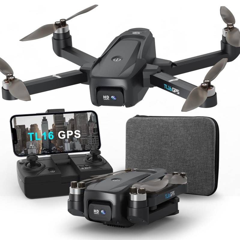 TL16 GPS Drohne mit Kamera 4K Autom Rückkehr Follow Me Bürstenloser Motor Drohnen 5G WIFI FPV-Übertragung Drone für Anfänger Erwachsene C0 Unter 250g RC Faltbar Quadcopter Alitude Halten Tragetasche von Tolatoyus