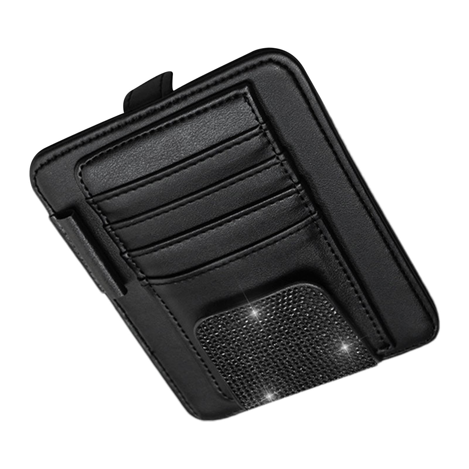 Auto Sonnenblende Organizer | Auto LKW Visor Aufbewahrungstasche | Strass Design Auto LKW Visier Aufbewahrungstasche Halter PU Leder Sonnenbrillenhalter Sonnenbrillen Clip für Auto Visier von Toliya