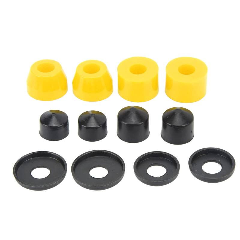 Tomotato Skateboard Buchsen Set, 12 Zubehör PU Dämpfung 90A Skateboard für 4 Rad Skateboard, Double Rocker(Gelb) von Tomotato