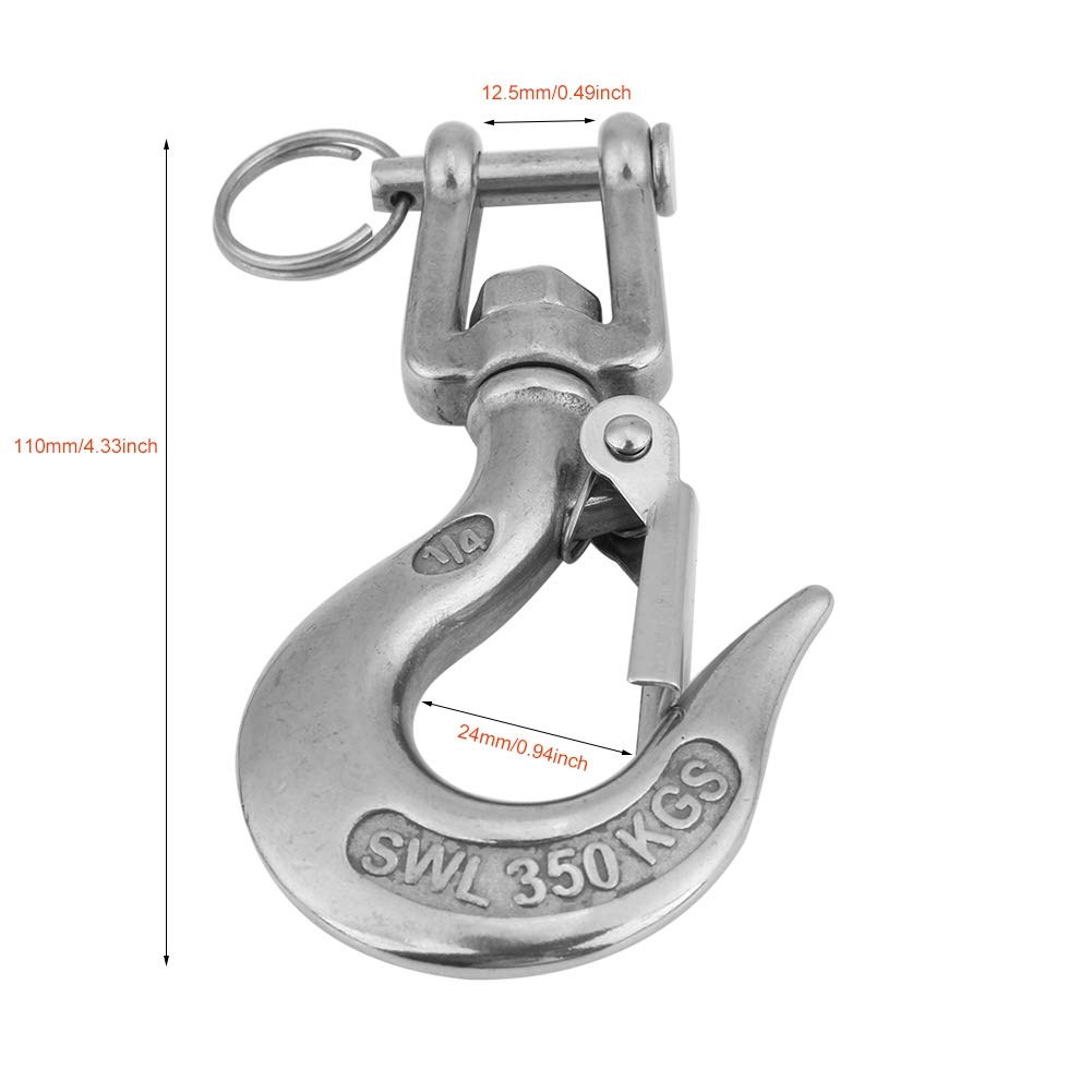 304 Edelstahl-Drehösen-Gabelkopf-Hebeketten-Karabinerhaken, Hohe Tragfähigkeit für Verschiedene Anwendungen, 90 Mm/100 Mm (110mm) von Tomvorks