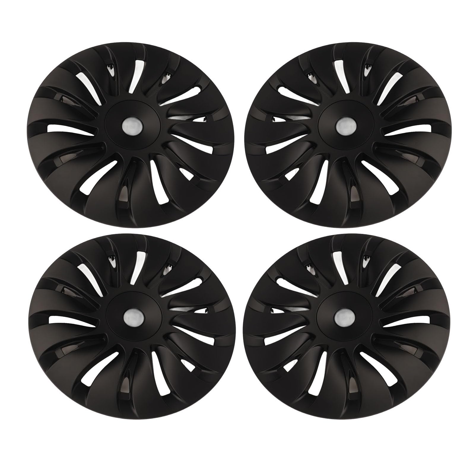 4pcs Mattschwarze, Stabile Schützende Stilvolle Hubcap -Radabdeckungen für -Modell Y 19 -Zoll - - Asymmetrisches Design (Symmetrisch) von Tomvorks