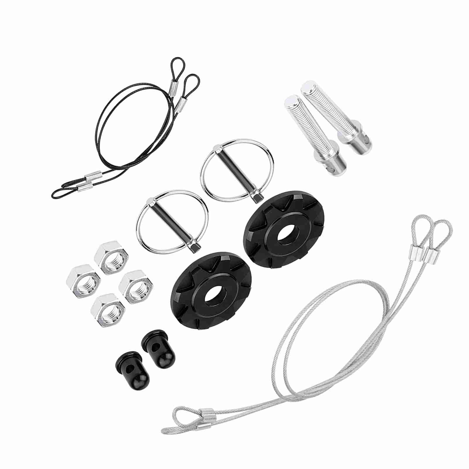 Aluminiumlegierung Racing Hood Pin Lock Kit Stilvolles Erscheinungsbild für Fahrzeuge (Schwarz) von Tomvorks