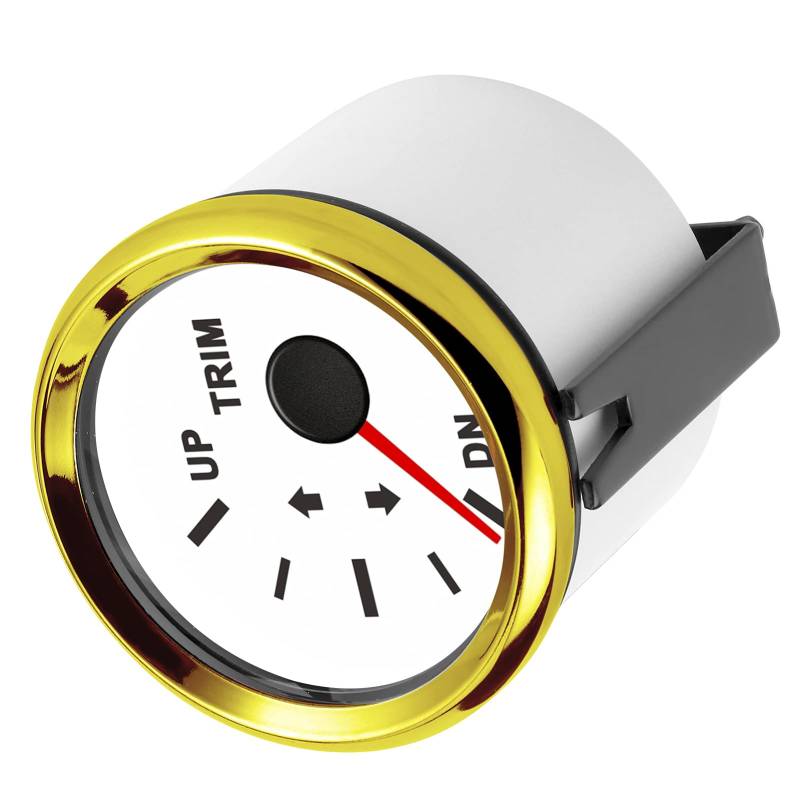 Boot Trim Balance Gauge Meter IP67 Wasserdicht mit Roter Hintergrundbeleuchtung 52mm Schiff Yacht Marine (Goldrahmen auf weißem Hintergrund) von Tomvorks